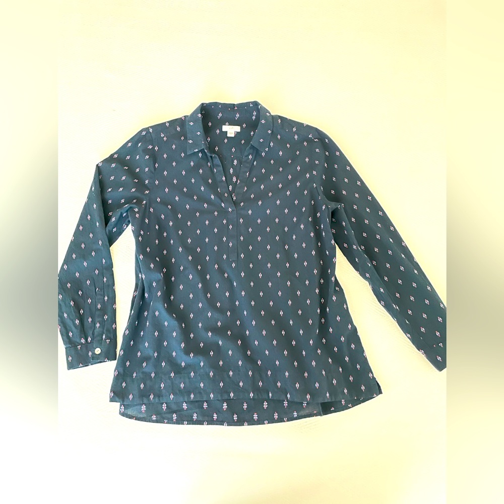 J Jill Long Sleeve V-Neck Boho Loose Fit Navy Top  Medium - Picture 9 of 9